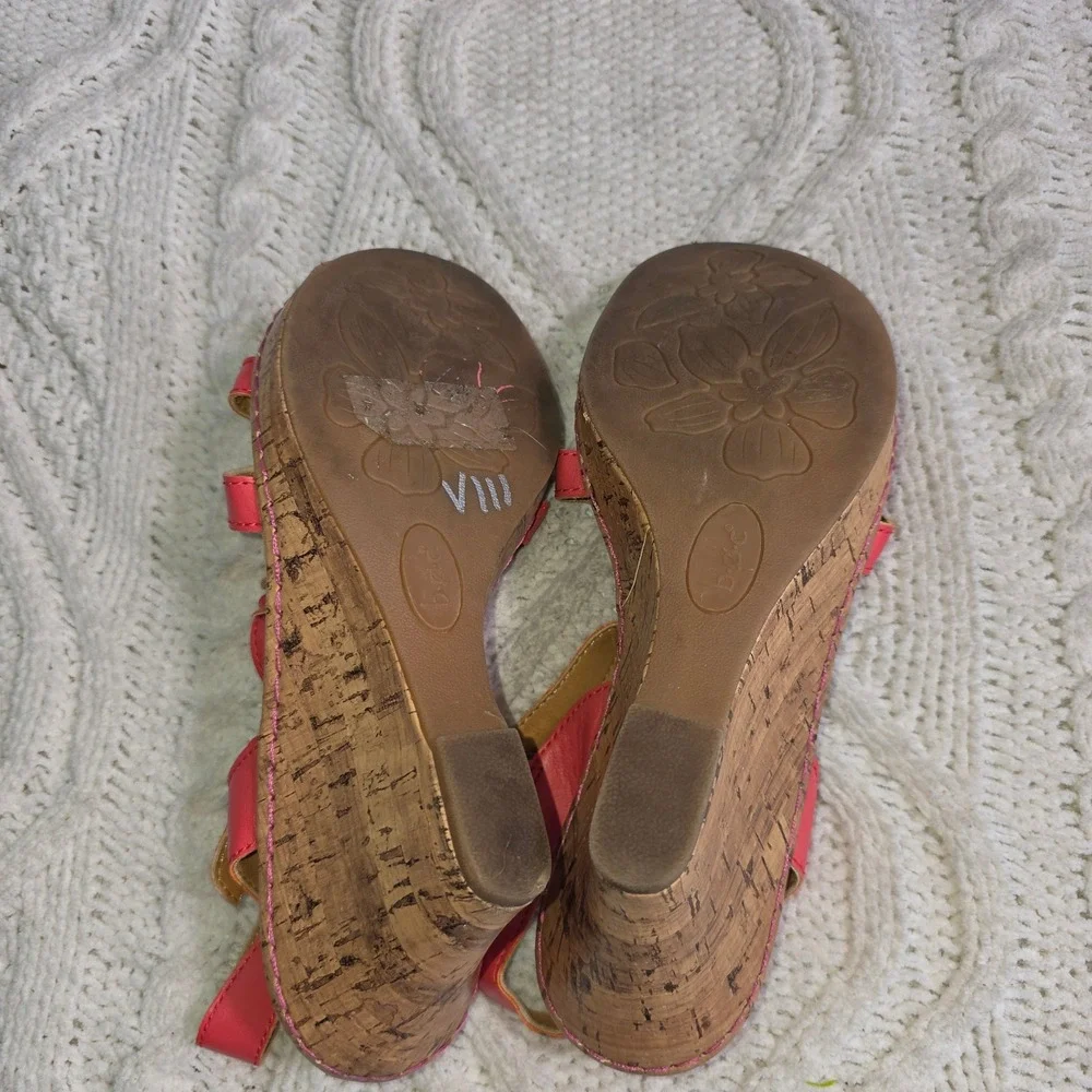 b.o.c. Wedge Sandals Coral Pink Floral Romantic Strappy Platform Women 8M‎